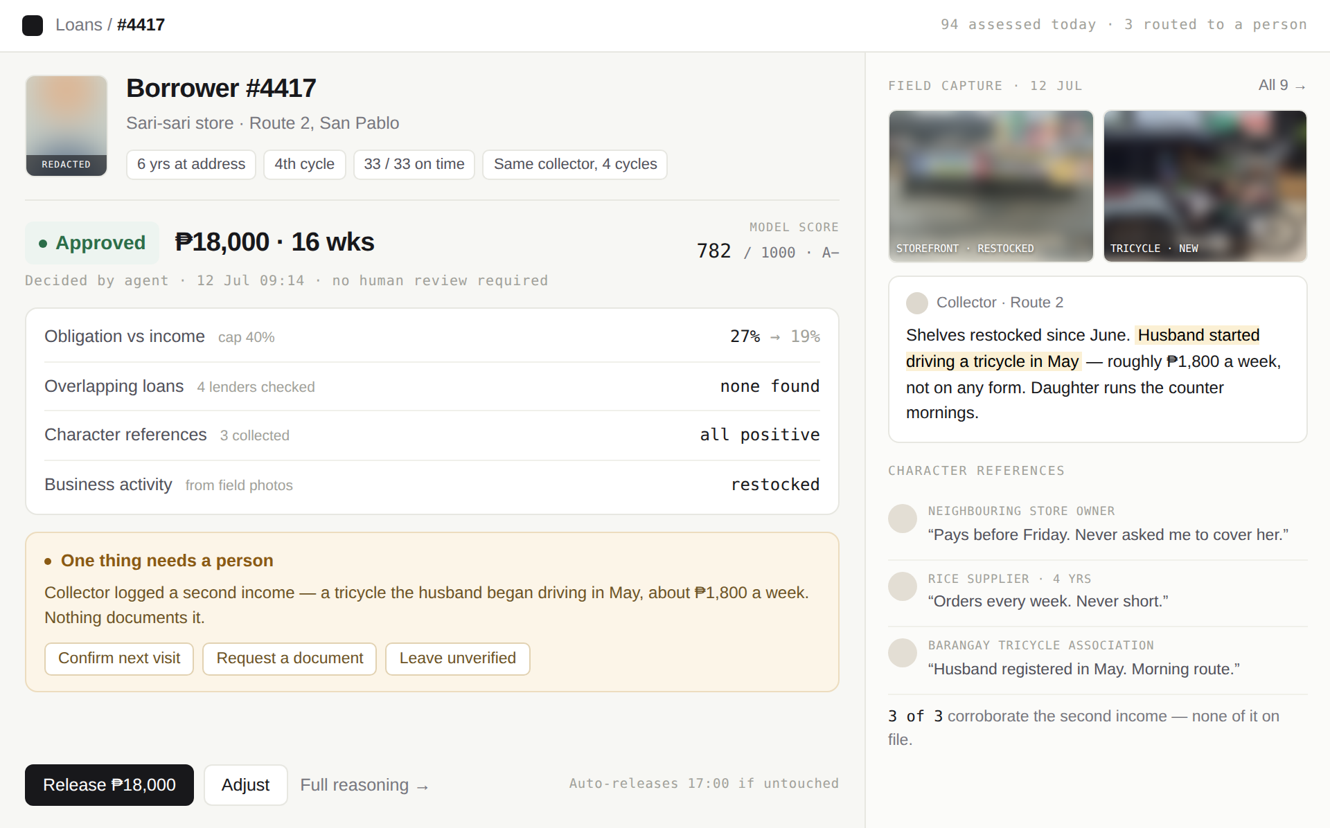 Lending loan management view
